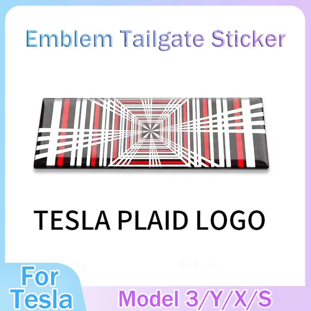 For Tesla Trunk Sticker PLAID Logo Model 3 Y S X Metal Letter Decoration Exterior Parts 2017-2021 2022 2023