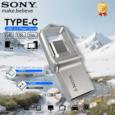 SONY Mini 2TB PenDrive OTG Flash Drive High Speed 1TB Metal Pendrive 512GB 256GB USB Type-C Portable Memoria USB Stick For Phone