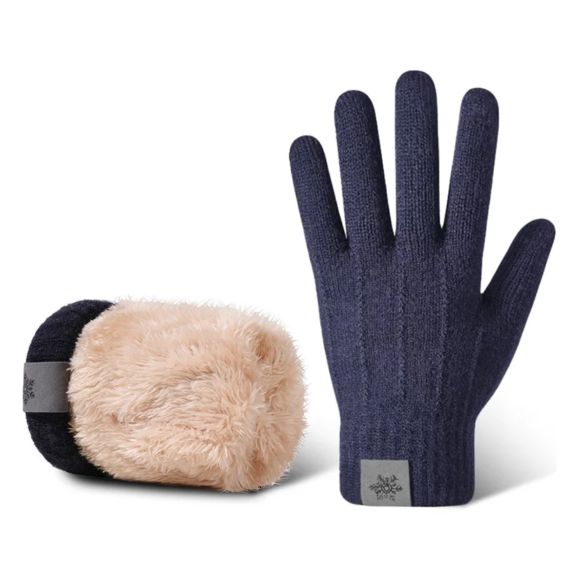 Winter Warm Men's Gloves with Thick Woolen Knitted Cycling in Northeast China, Winter Women's Touchscreen Cotton Gloves