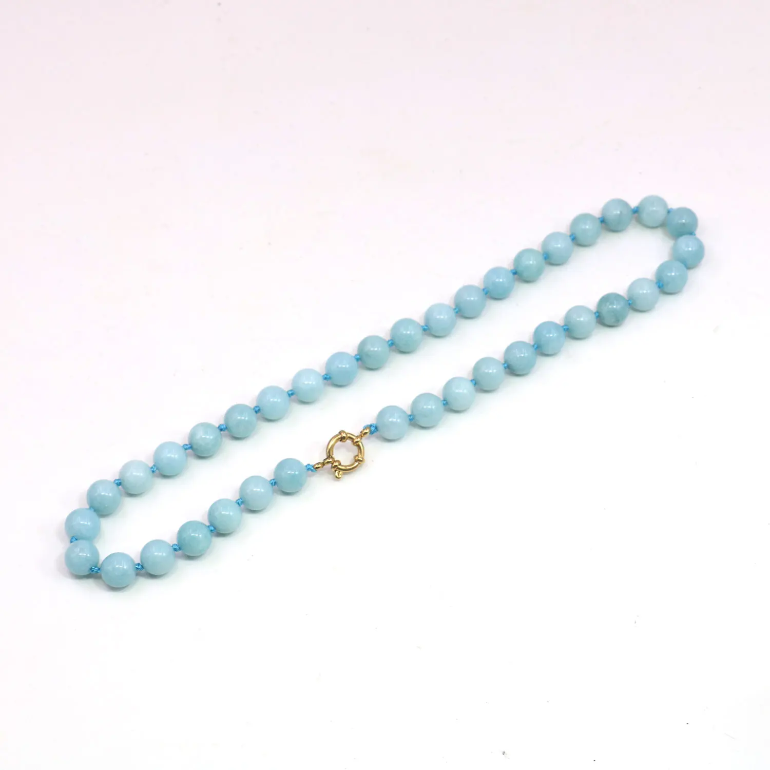 10mm Round Blue Chalcedony Amazonite Jade Necklace Natural Stone Women Neckwear Fashion Jewelry Maing Design Accessories