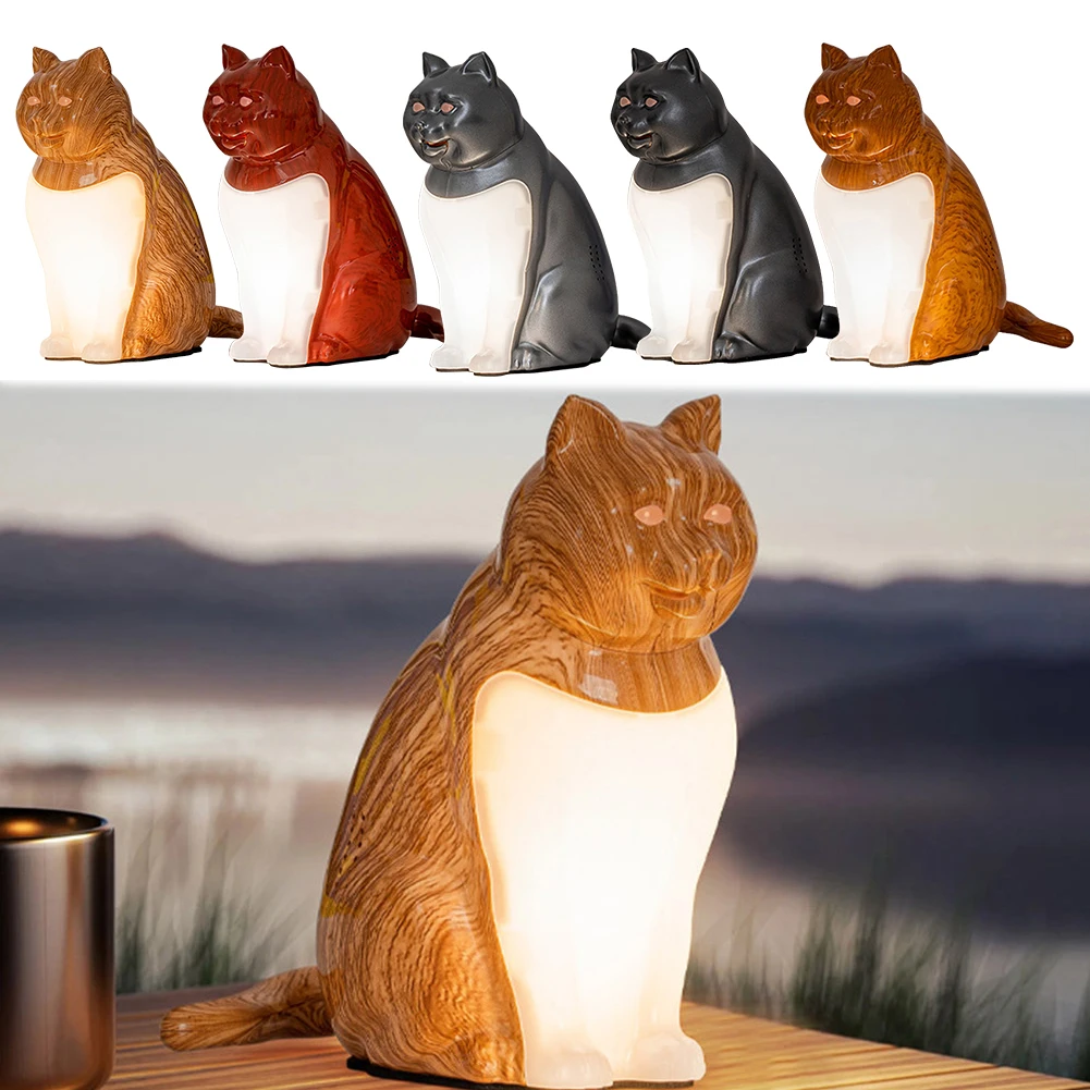 LED Cat Bedside Table Lamp USB Charging Cat Night Light 3 Level Brightness Cat Atmosphere Light for Home Room Decor