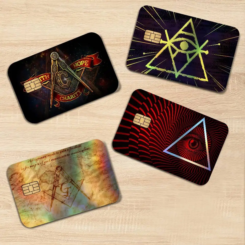 Freemason Illuminati Shiny Laser Bank Card Stickers Waterproof Self Adhesive DIY Ornament