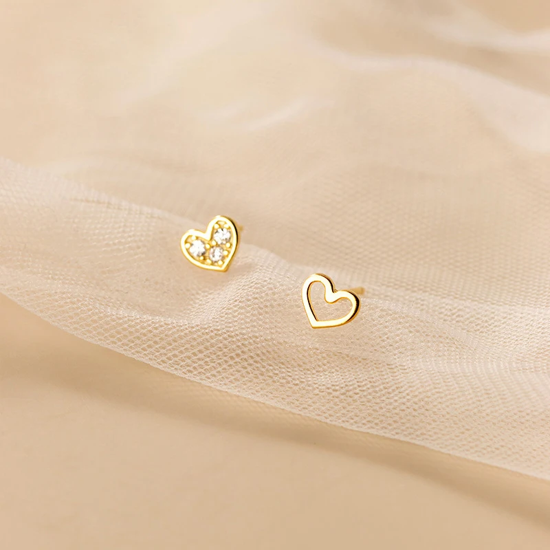Modian 2025 New Sale Real 925 Sterling Silver Charm Hollow Clear CZ Hearts Stud Earrings For Women Fashion Wedding Jewelry Gift