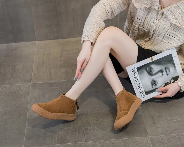 AIYUQI Schneestiefel für Damen in Übergrößen 2025 Winter Echtleder Kurze Damenschuhe Verstärkte Warme Winterstiefel für Frauen – Detail 8