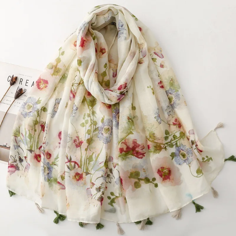 2026 Designer Brand Women Scarf Paisley Print Lady Shawls Cotton Feeling Soft Oversize Hijabs Neck Headband Tassel Foulard