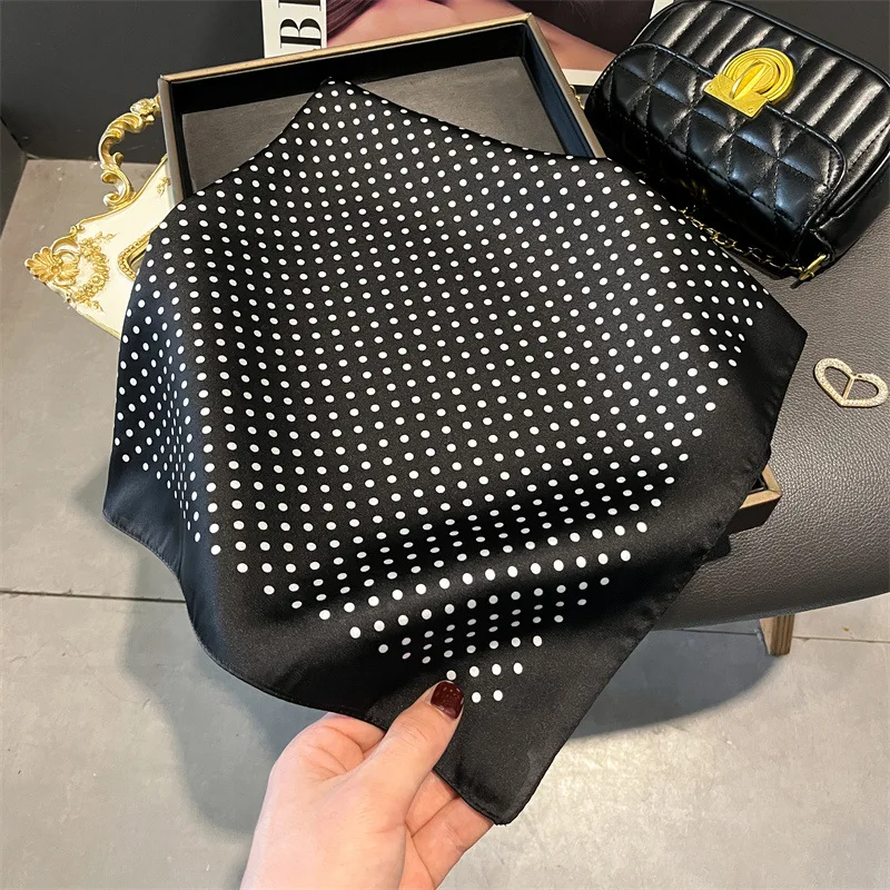 Luxury Polka Dot Square Scarf Soft Satin Scarf Print Scarf Kerchief Popular Scarves Bandanna Suit Scarf Tie Neck Bag