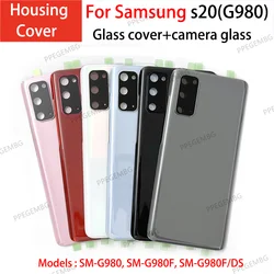 S20 Glass For Samsung S20 G980 SM-G980 Battery Back Cover Rear Door Lid Panel Shell Housing Case Adhsive Camera Lens RepairParts