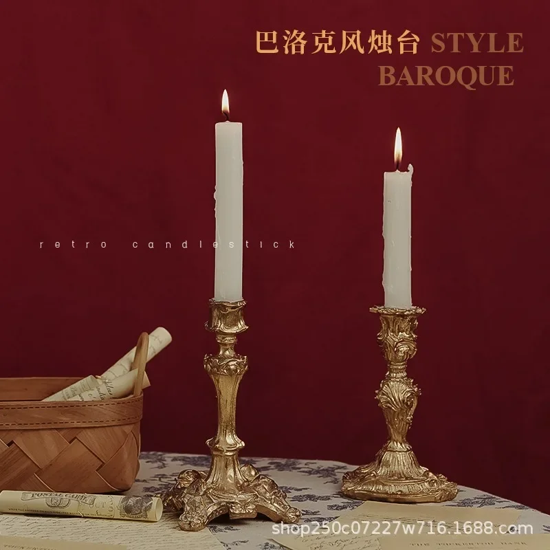 Cross-border European retro candlestick Baroque aromatherapy ornament candlelight dinner ornament photo prop photography backgro