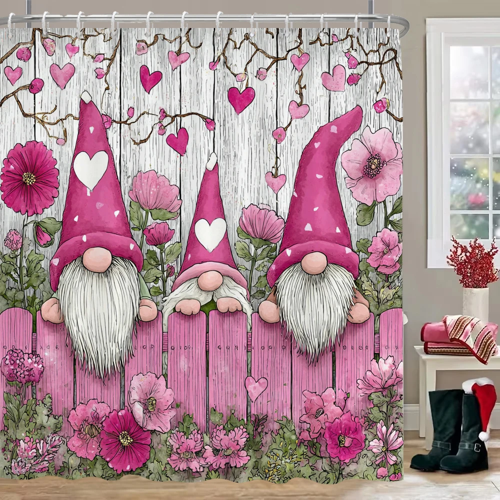 

Cartoon Christmas Shower Curtain Elf Santa Claus Shower Curtain with Hooks home for Christmas day decoration Curtain