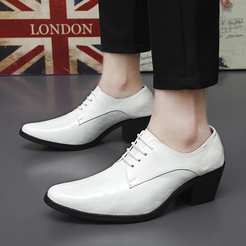 

Men's High Heel Leather oes 6cm Heightening Night Club Bar ow Wedding Photoaphy oe Faionable Single oes