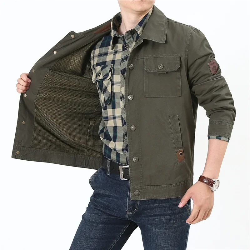 

New Spring Autumn Coats Man New Men's Jacket Korean Fashion jackets Turn Down Collar Cargo Coat Top Outdoor Clothes