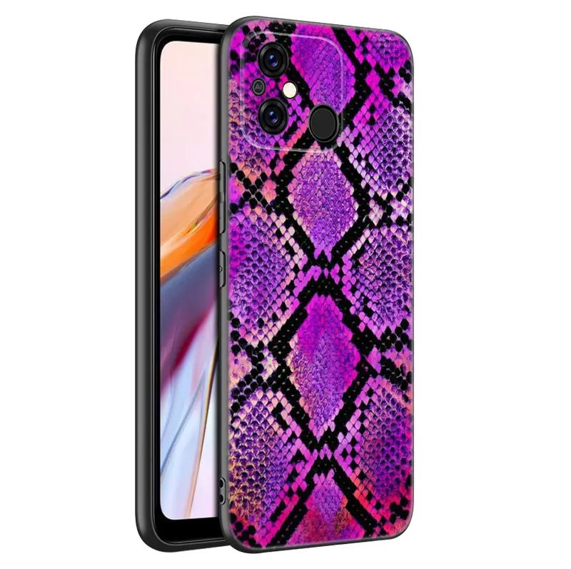 Sexy Python Snake Skin Black Phone Case For Xiaomi Redmi 11 Prime 11A 12C 13C A1 A2 12 4G 10 5G 8A 9A 10A 9C 10C 9i 12R Note 9T