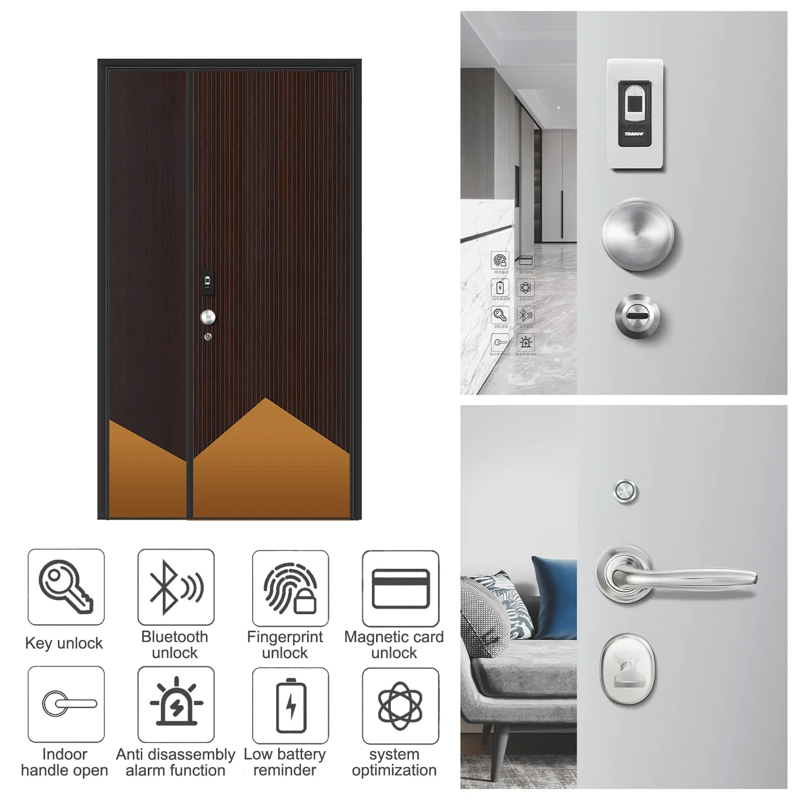 High quality Italy Turkish style fingerprint head smart security door lock serratura moturizzata