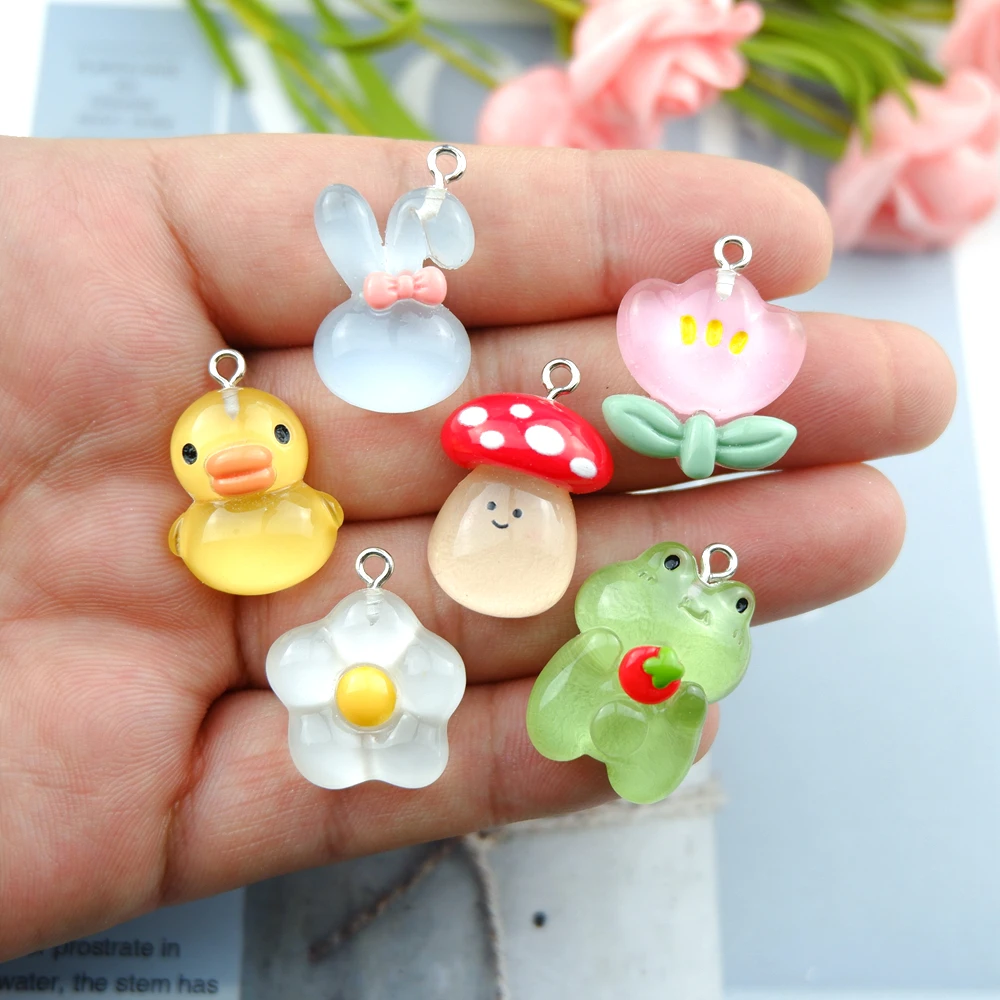 Flower Duck Mushroom Charms for Jewelry Making Diy Earring Bracelet Pendant Accessories Findings Phone Making Bulk Wholesale