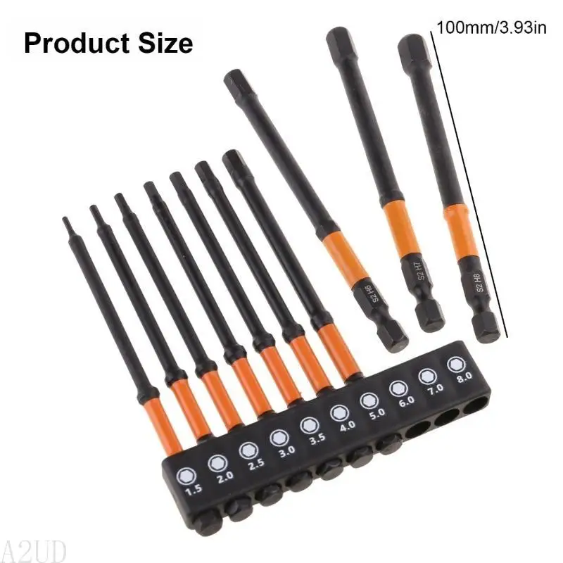 A2UD 10pcs يؤثر على مفاتيح رأس 1/4 بوصة
