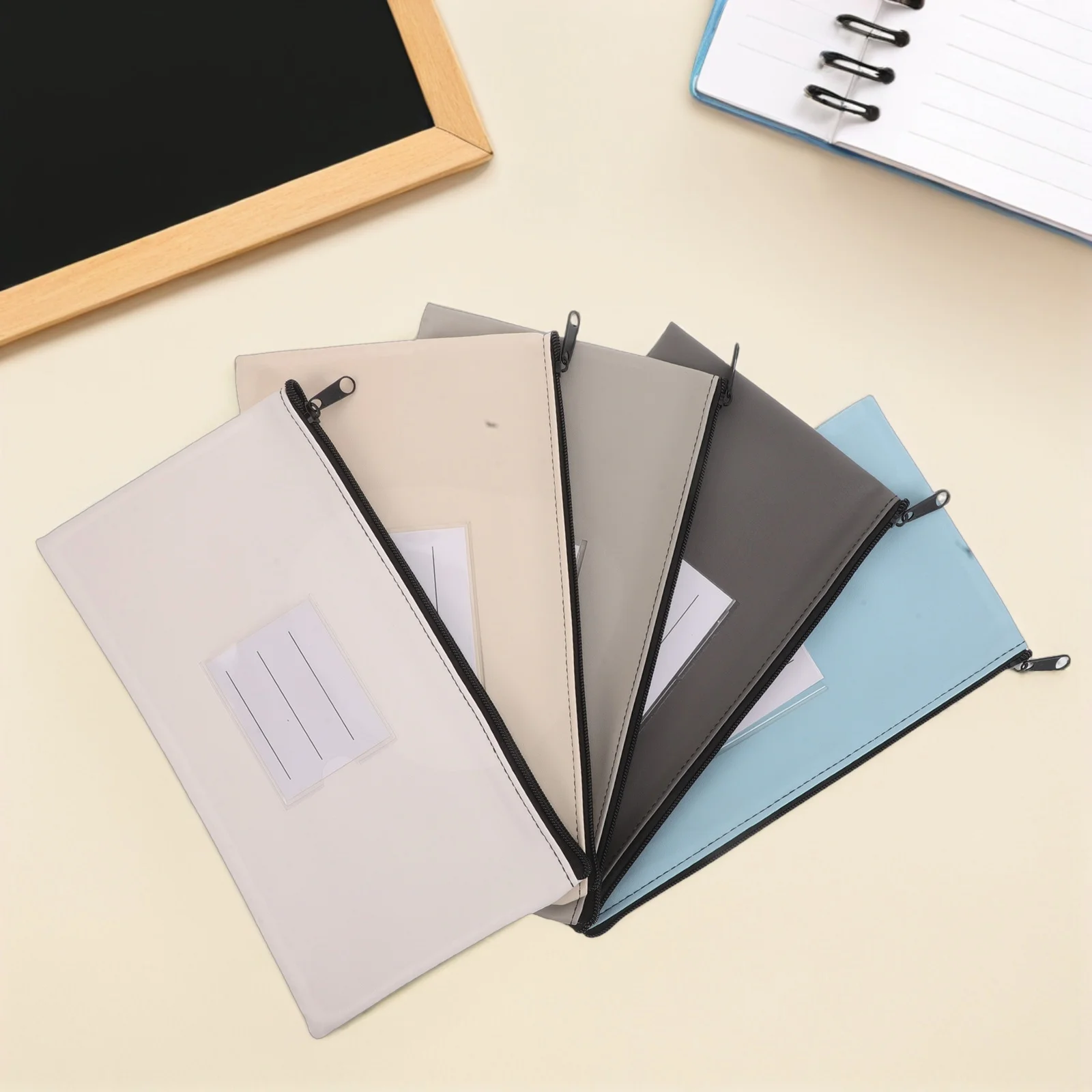 

5 Pcs Receipt Storage Bag Change Zipper Filling Buisness Card Holder Pu Wallet Money
