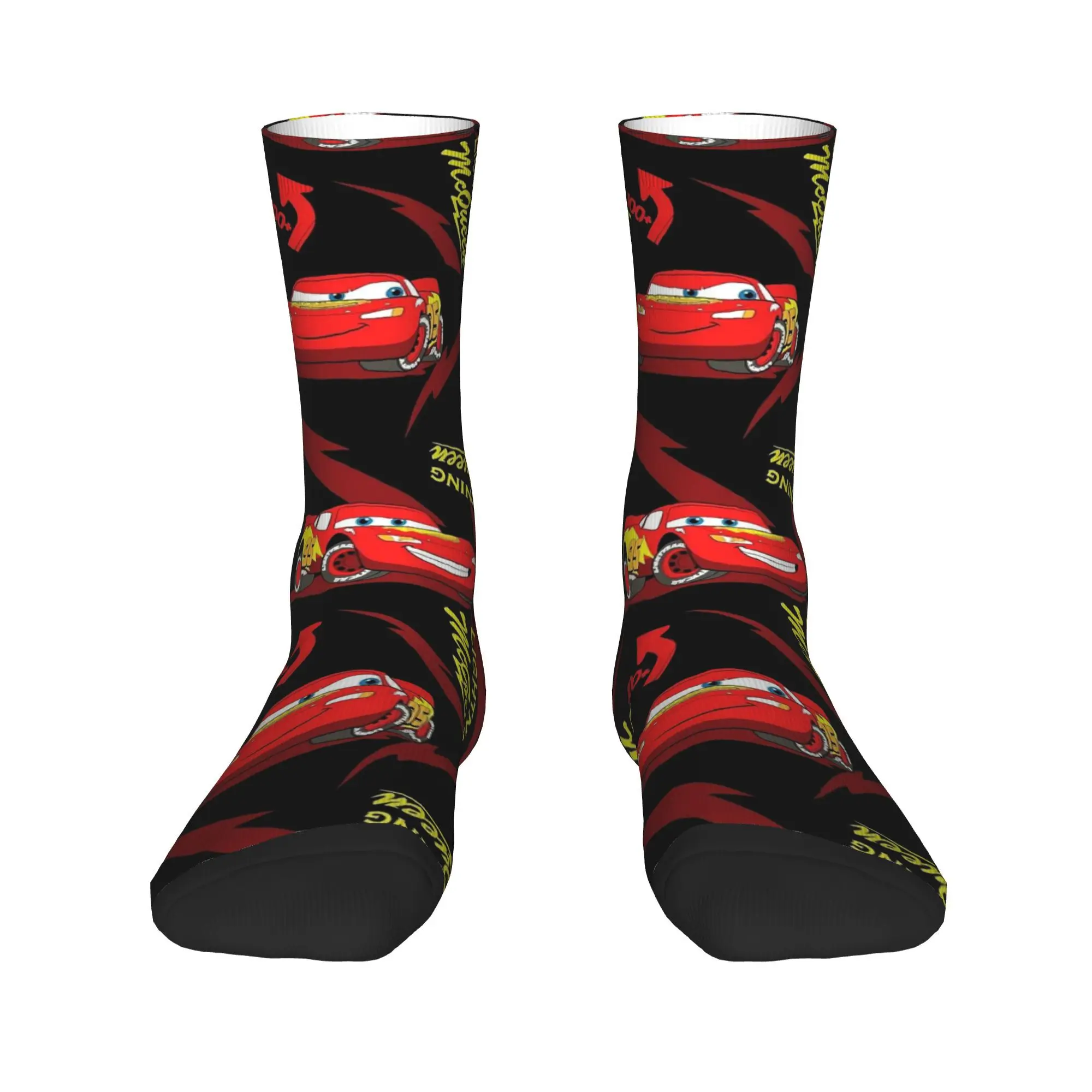 Custom Lightning McQueen Car Race Dress Socks for Men Women Warm Funny Novelty  Crew Socks