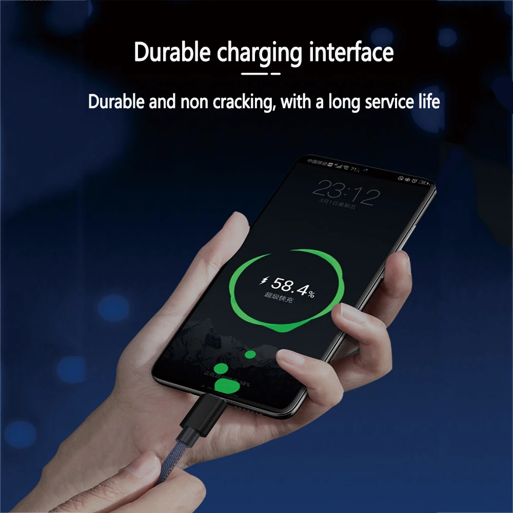 USB A To Type C Denim Data Cable Suitable For Android Samsung HuaWei Type C Fast Charging Cable USB C Mobile Phone Charging 1M image 3