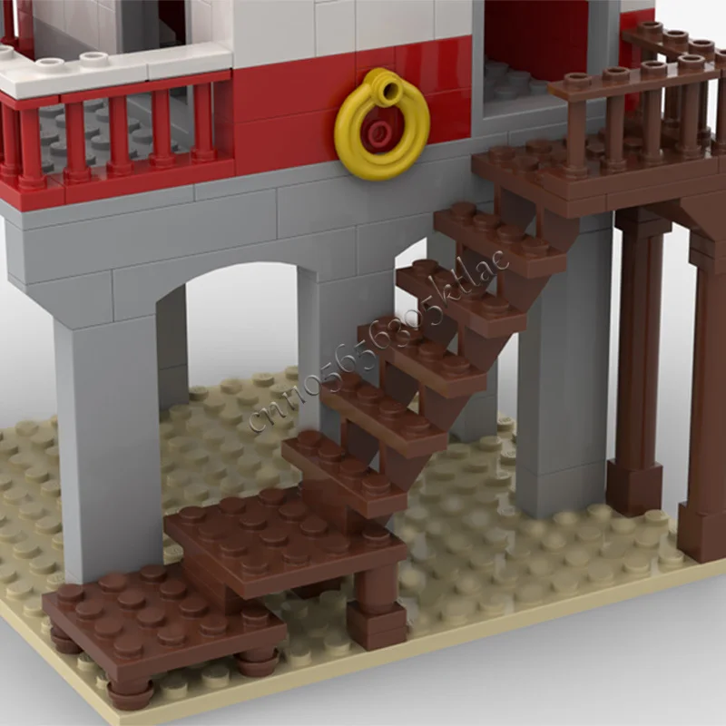 189개 조각 하우스 스트리트 비치 라이프가드 스테이션 개조형 MOC 맞춤형 모듈식 블록 브릭 창의적인 DIY 조립 장난감 선물