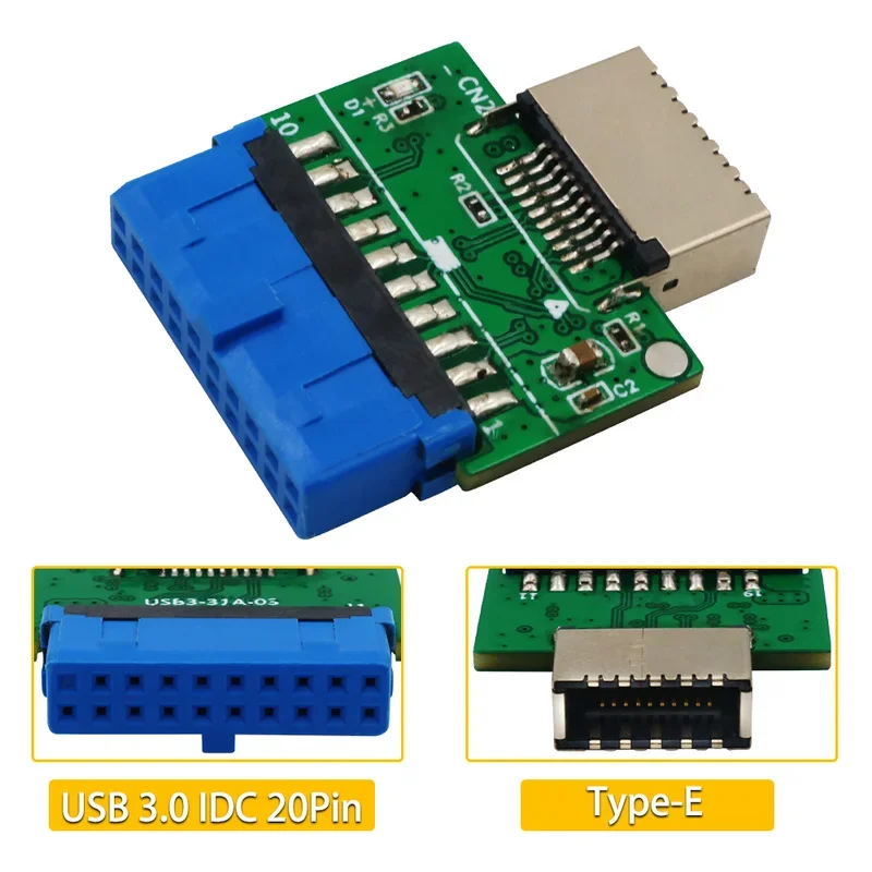 Adaptador de extensión macho para Panel frontal Vertical USB 3,1, llave de enchufe tipo A USB 3,0, 20 pines, versión mejorada