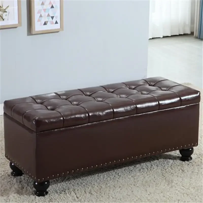 

European Bedside Sofa Ottomans Bench for Sitting Shoe Changing Stool Shoe Cabinet Storage Fitting Room Solid Wood Storage Box