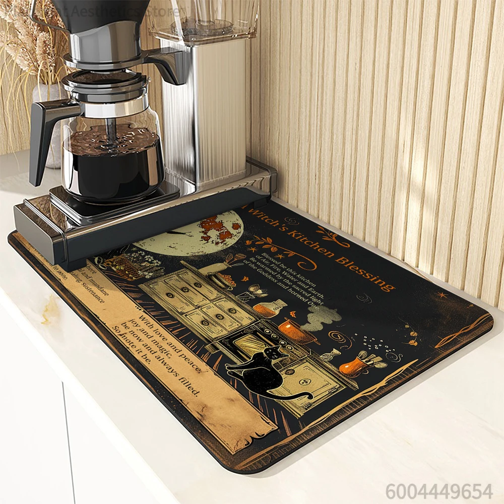 Absorbent Anti-slip Coffee Dish Mats Halloween Large Kitchen Absorbent Draining Mat Drying Mat Quick Dry Bathroom Drain Pad