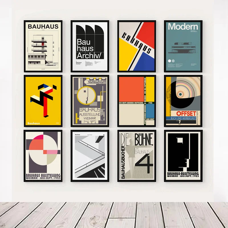 

Bauhaus Exhibition Unique Geometric Canvas Painting Abstract Minimalist Art Prints and Posters Wall Art Pictures for Home Decor