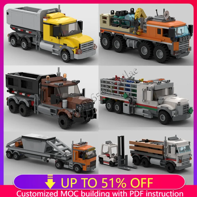 

Moc City Car Series Bricks Dump Truck Trailer DIY Technology Modular Building Blocks Children Gift Christmas Toy