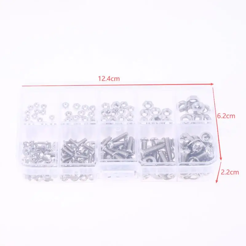 M2 M5 Screws Nuts Washers Combo 320Pcs Handy Set for Home Projects Furniture Assembly Toolbox Refills