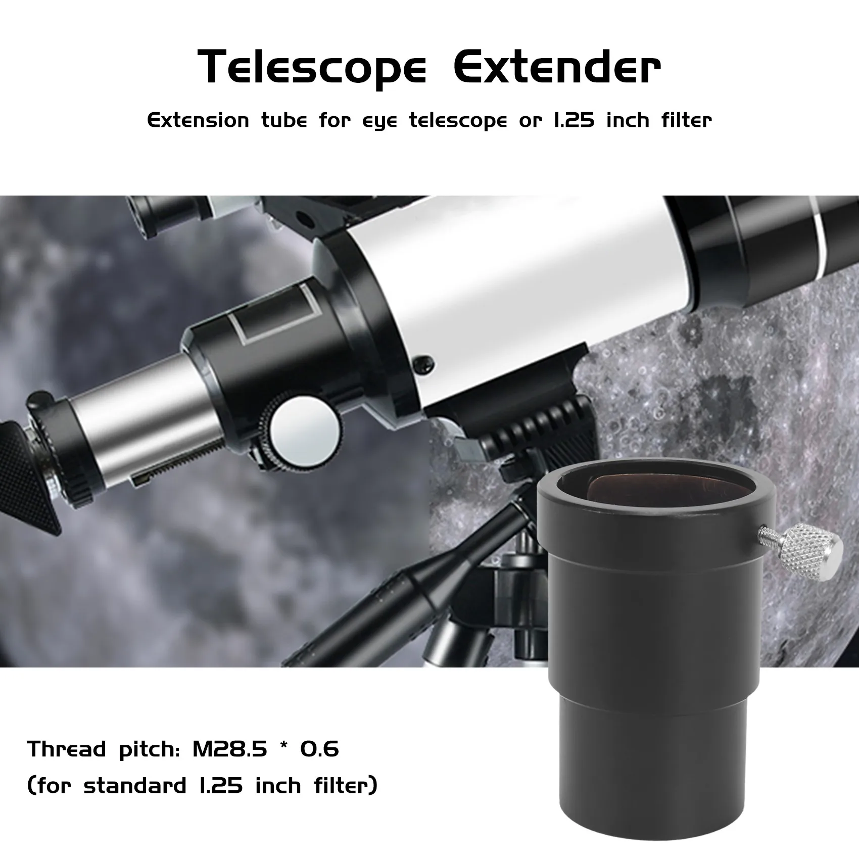 1.25 inch Extension Tube for Astronomy Telescope Monocular Eyepiece with Brass Compression Ring