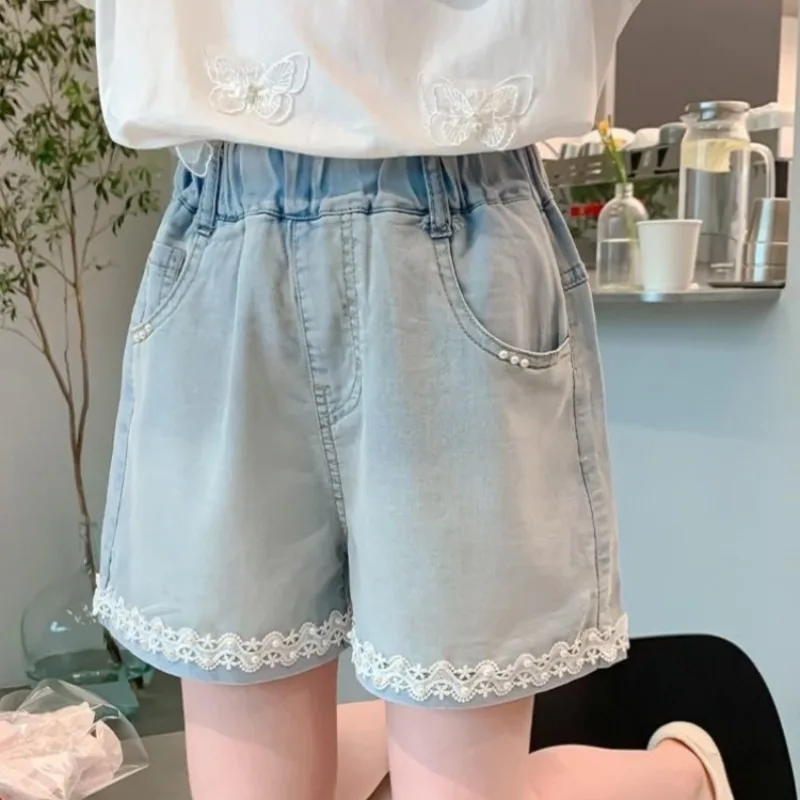 

Girl's Summer 2026 New Denim Shorts Lightweight Trendy Versatile Hot Pants Kids Summer Outfit