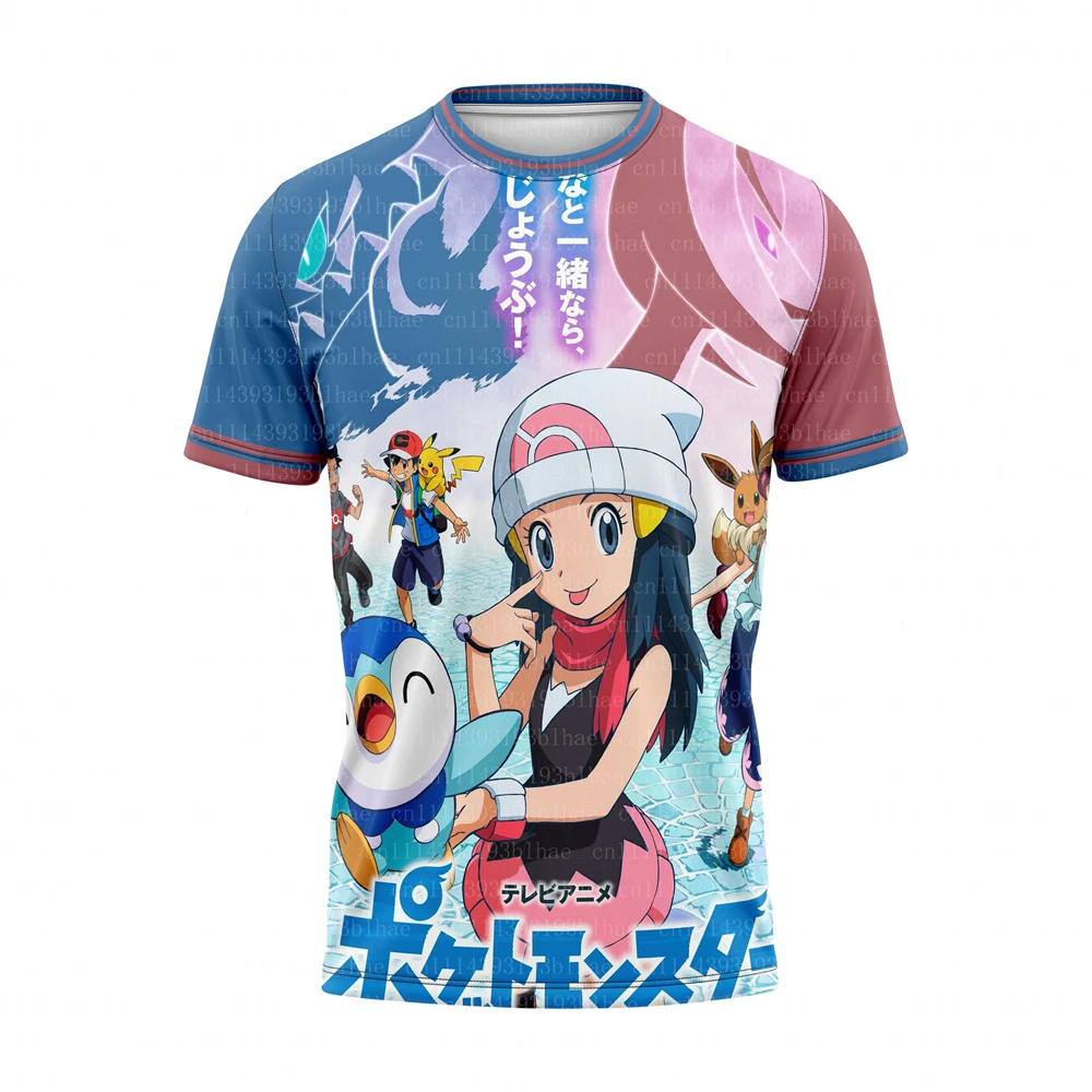 

Pokémon Anime Dawn Girls Printing T-shirt New 2026 Summer New Harajuku Men's and Women's Large Loose Daily Parent-child Tops