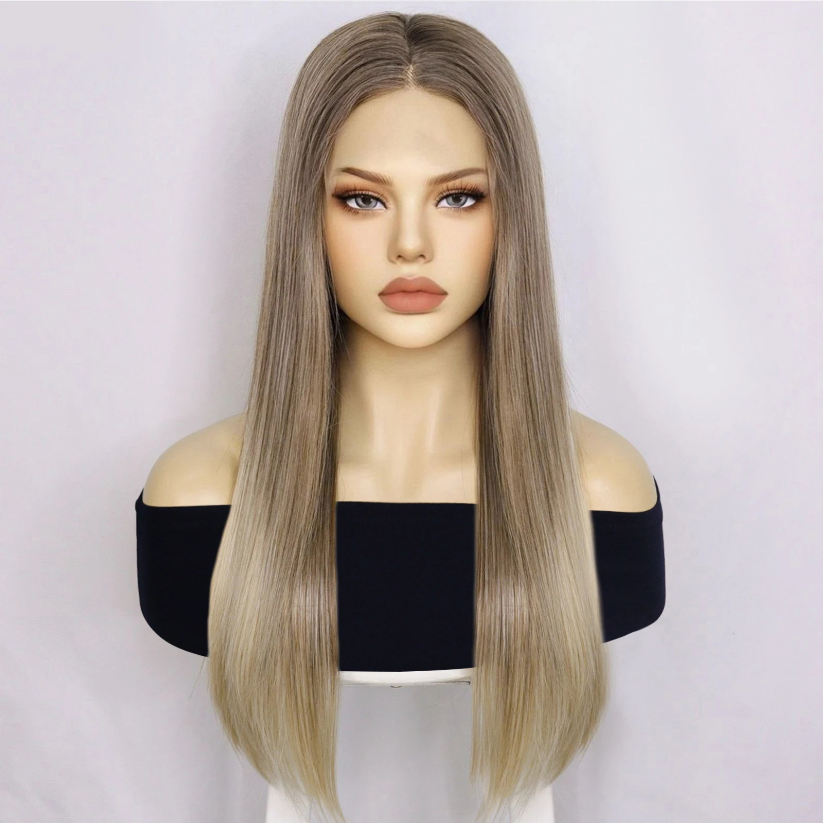 

Synthetic 13*3.5*1 Lace Front Wig Long Brown Natural Straight Lace Front Wig Suitable for Women
