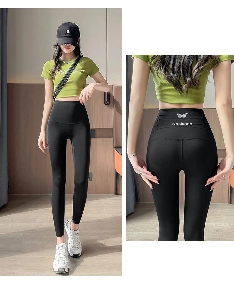 Pantalones de Yoga de longitud Extra para mujer, ropa corta con huecos medianos, piernas brillantes de seda perforada, divertido cordón ancho para Halloween