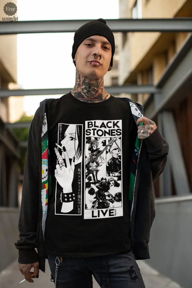 Unisex Black Stones Live Concert T-Shirt - Anime Band Tee