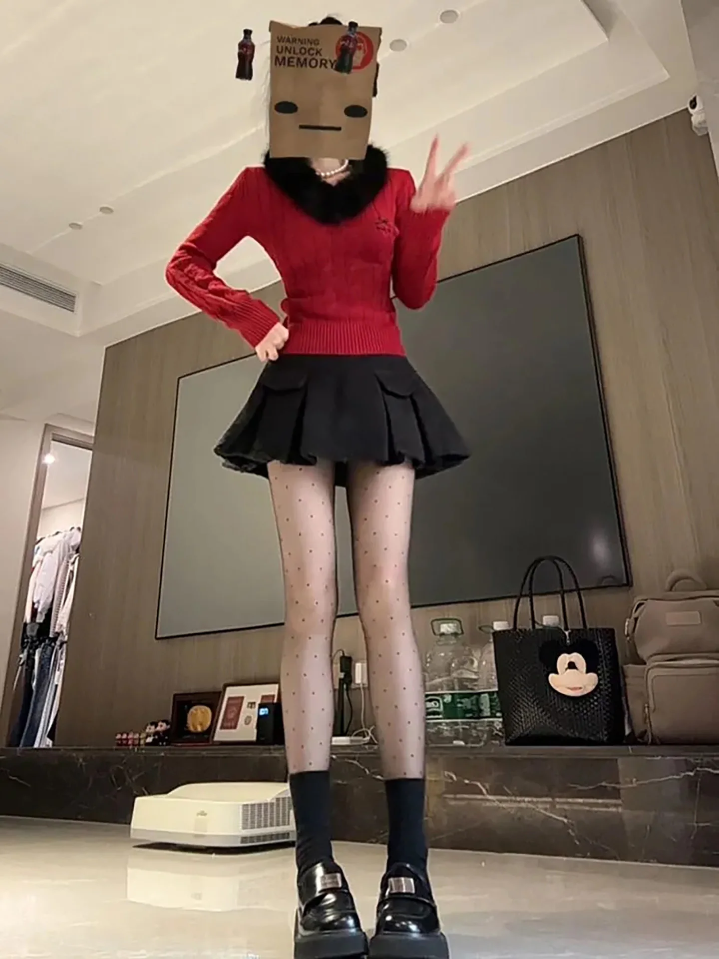 

Red Knitted Sweater Women's Slim Fit Waist Cinching Sli Personali Base irt Korean Sle Long Sve round Ne Warmth