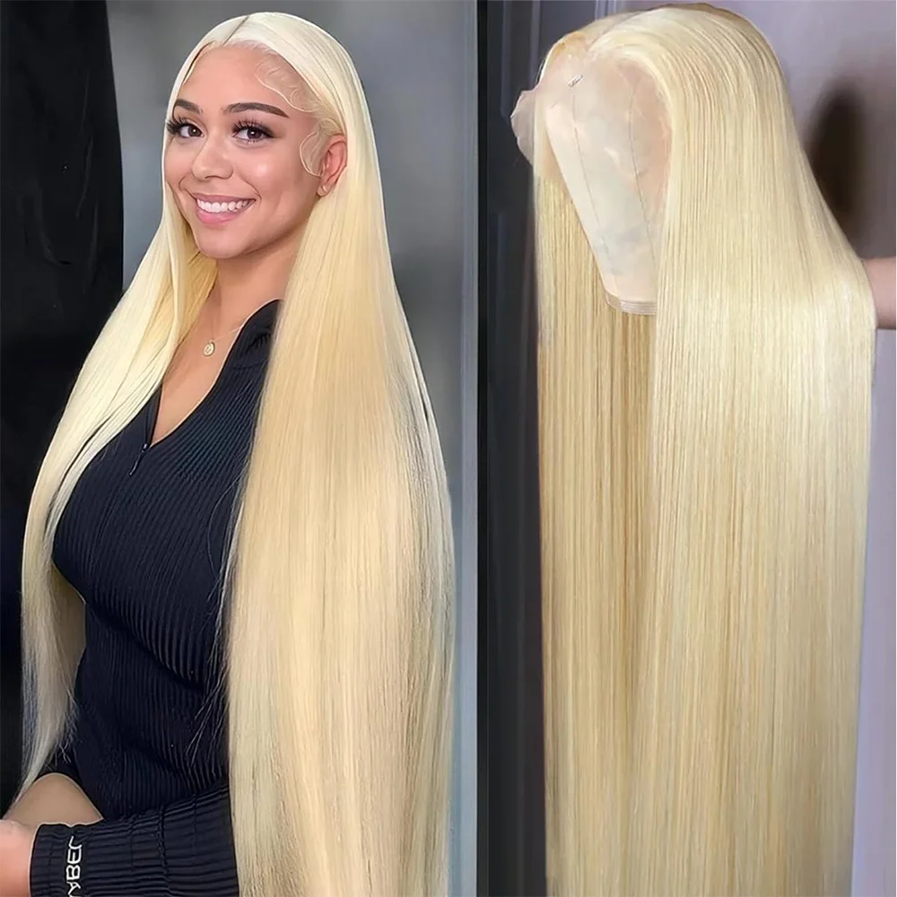 613 HD renda Frontal 13x6 Wig depan pirang transparan renda penutup tulang lurus madu berwarna 180% Wig rambut manusia untuk wanita