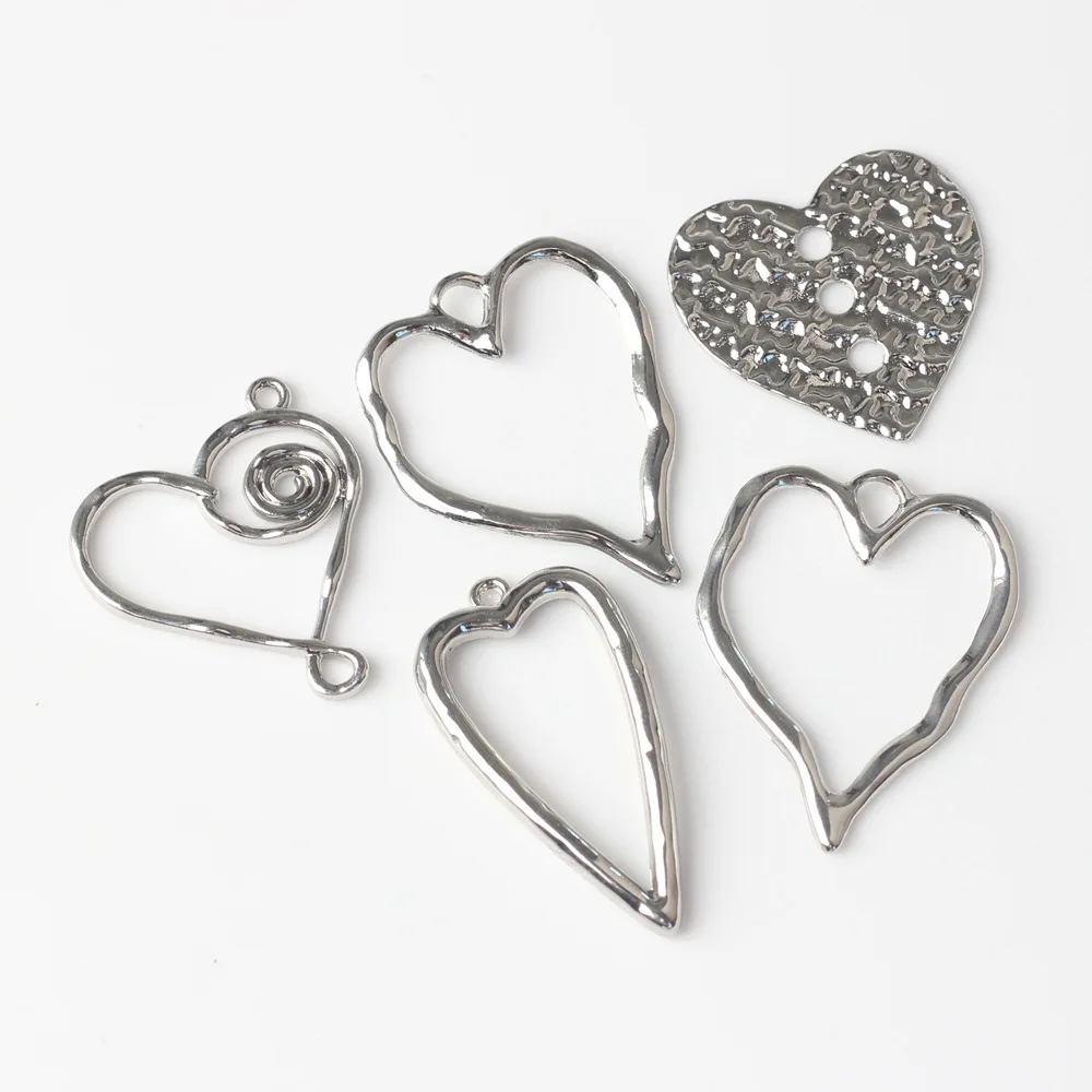 10 قطعة/الوحدة 20*37 مللي متر سبائك الزنك الجوف القلب قلادة صغيرة سحر عقد دي اي واي سوار أقراط اكسسوارات