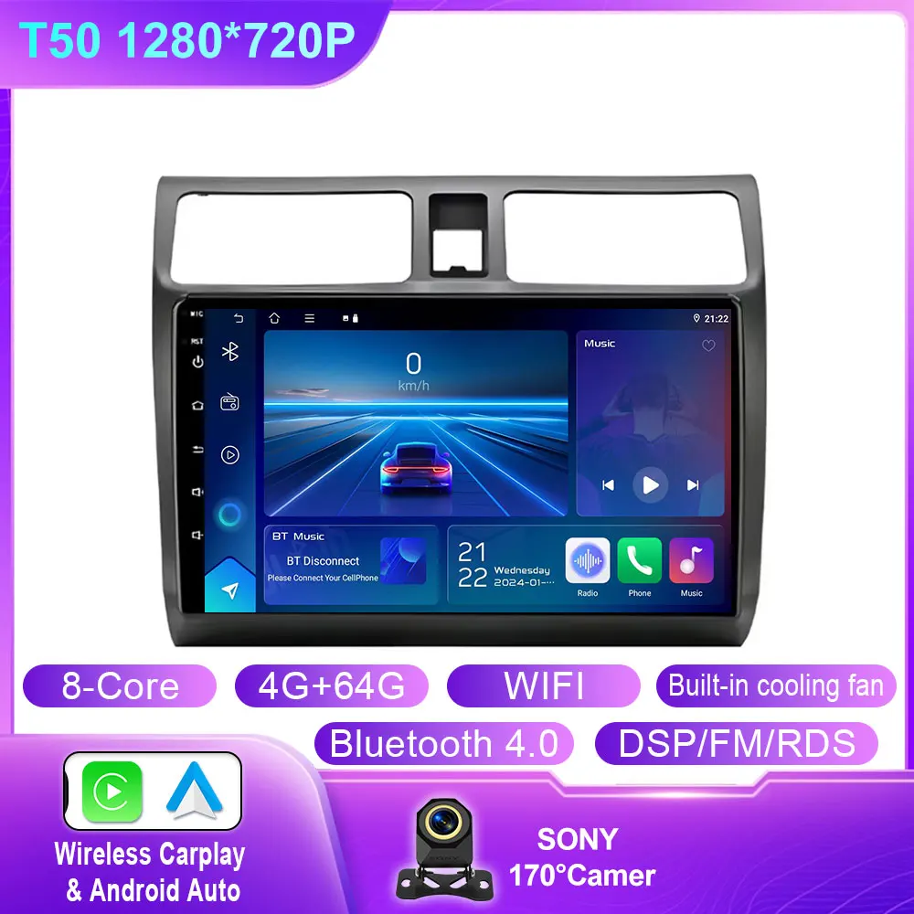 Android 14 Autoradio Voor Suzuki Swift 2003-2006 2007 2008 2009 2010 Multimedia Speler Stereo Carplay AUTO Head Unit WIFI 4G BT