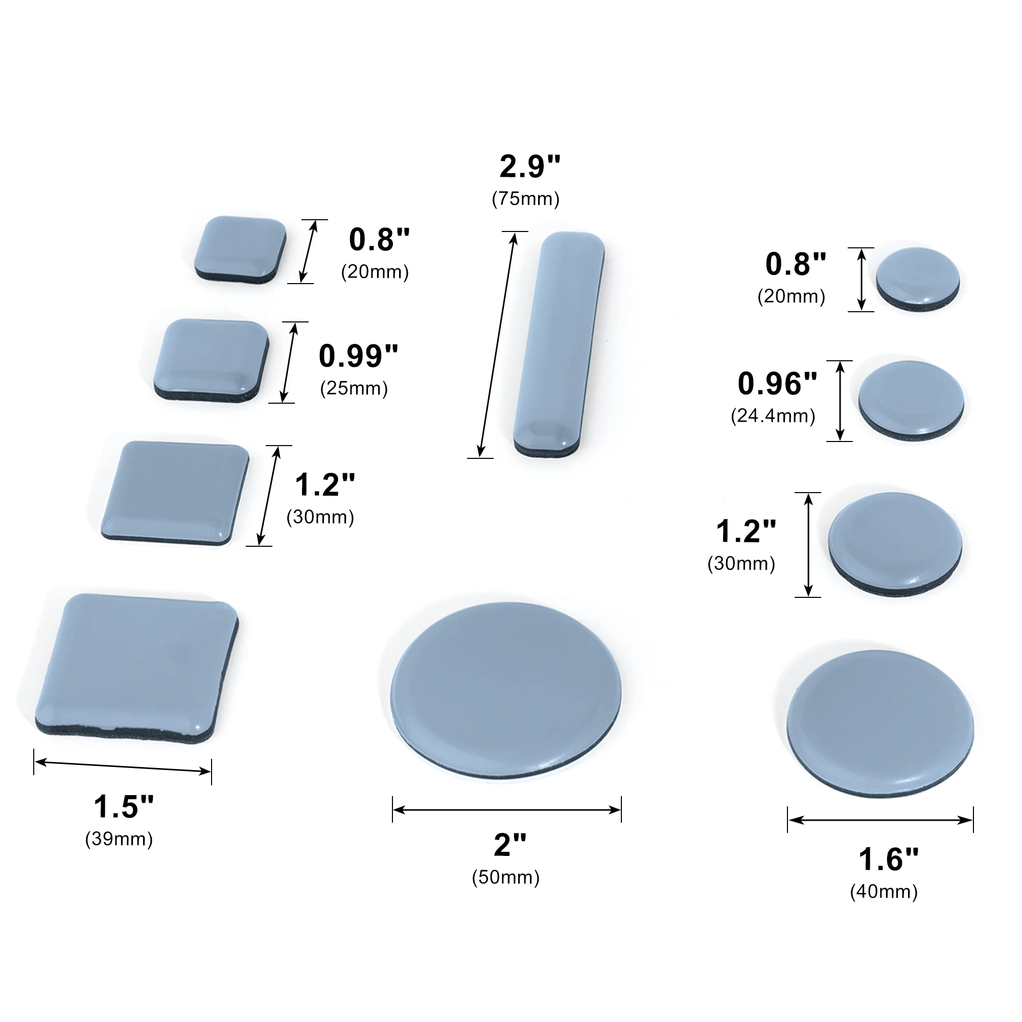 20PCS Glider Sliding Furniture Feet Pads Round Square Rectangular PTFE Teflon Adhesive Sliders Mover Pad for Chair Table image 4