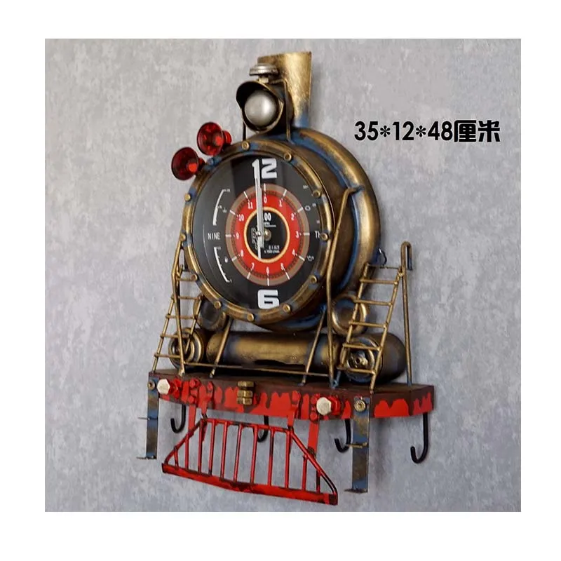 American vintage iron wall decorations clock hanging clock creative industrial style store restaurant hanging decorations