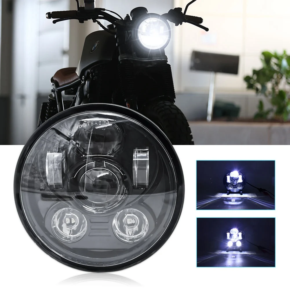 5.75 Inch LED Motorcycle Headlight LED Hi/Lo Beam for Harley Sportster 1200 883 Touring Scrambler Triple