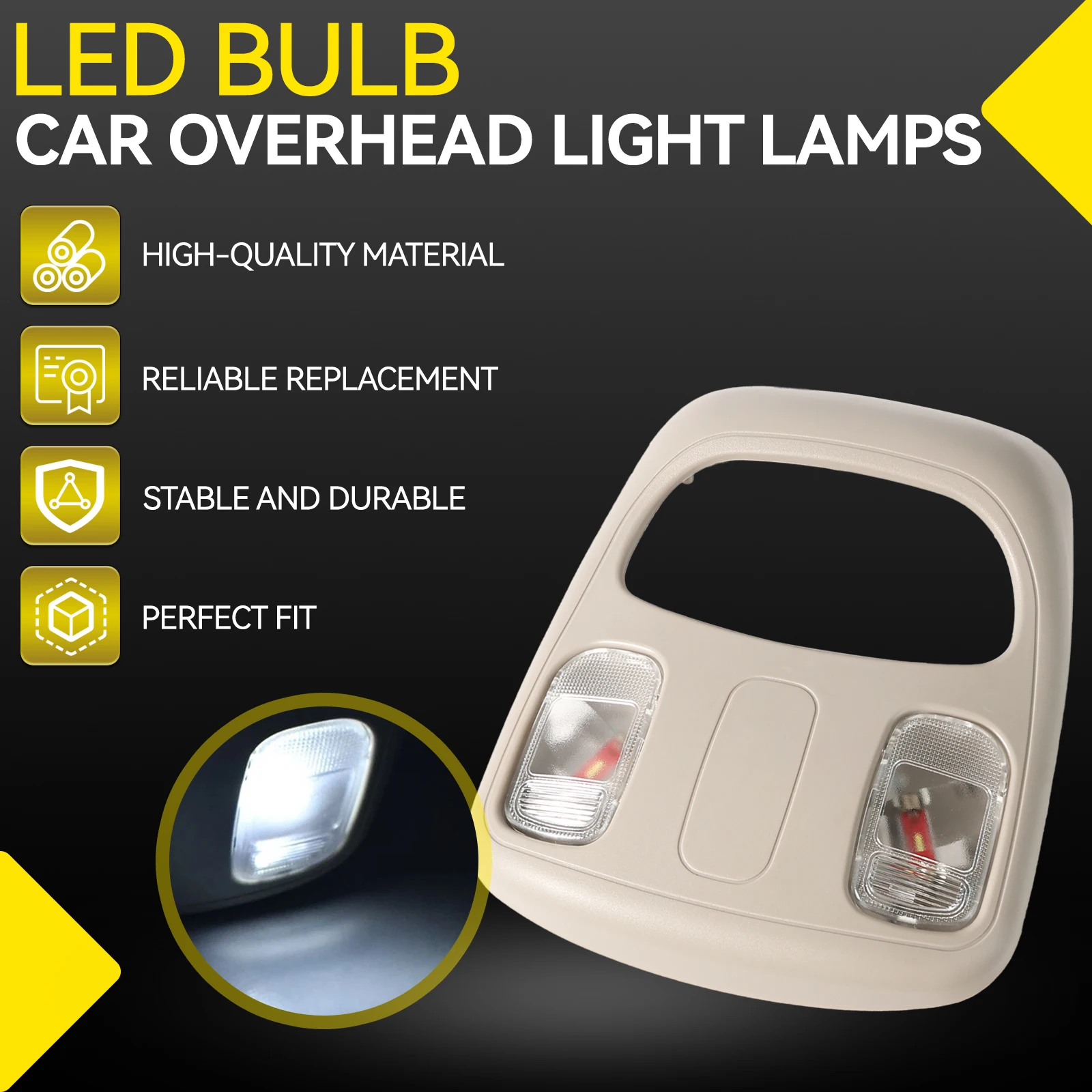 For Dodge Ram 1500 2500 3500 4500 5500 2002-2010 LED Overhead Console Housing Dome Interior Roof Read Light LED Bulb 1DK78BD1AA