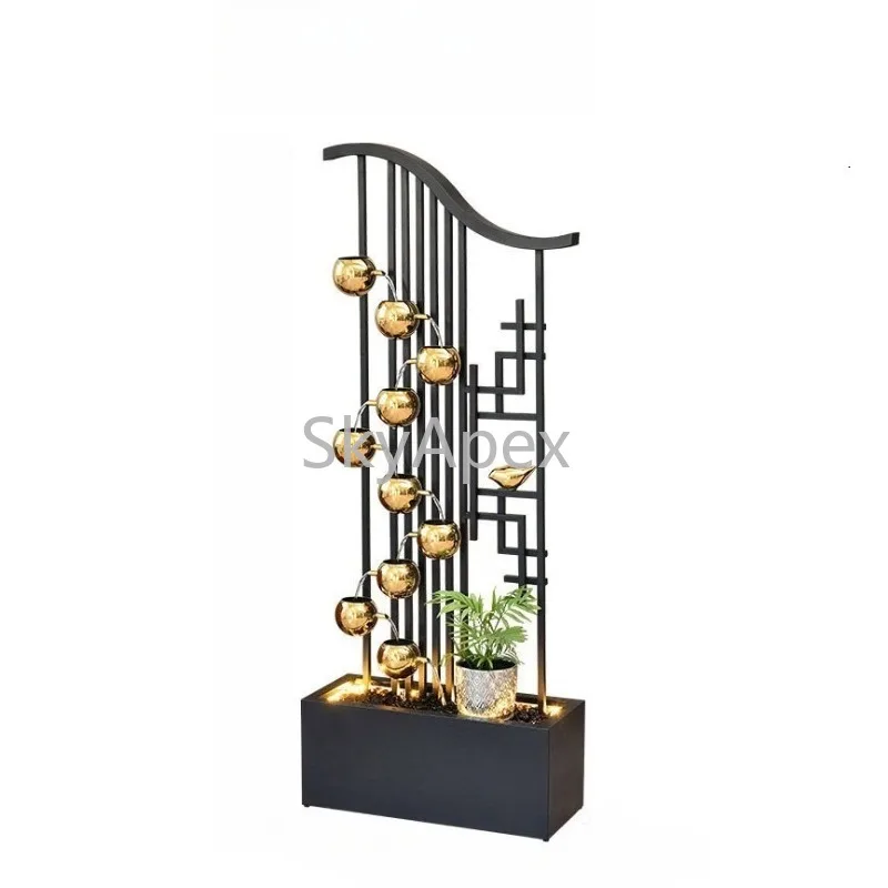 Chinese High End Living Room Water Curtain Wall Screen Flowing Water Silent Circulating  Fountain Porch Partition Ornament Decor