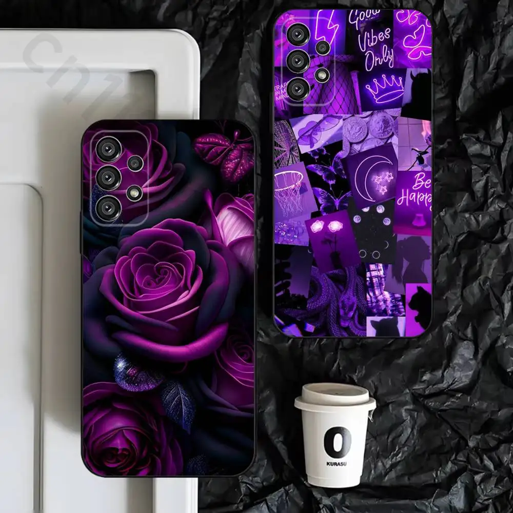 Purple aesthetic Phone Case for Samsung Galaxy S25 S24 S23 S22 S21 S20 Ultra Plus Cool Frosted Soft Cover Funda