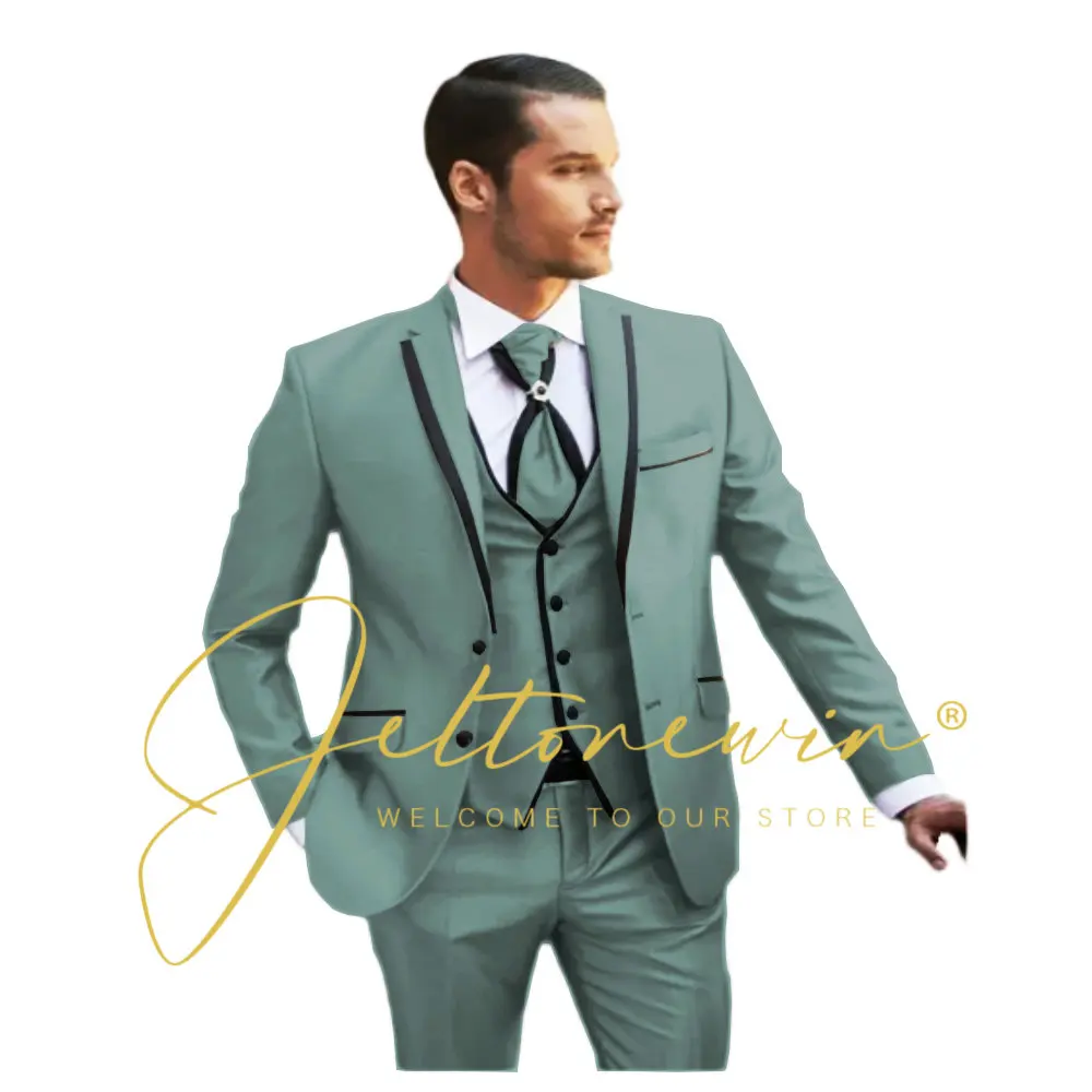 

Latest Designs Light Green Party Blazer Sets Men Suits Costume Homme Groom Tuxedos Wedding Terno Masculino 3 Pieces Best Man