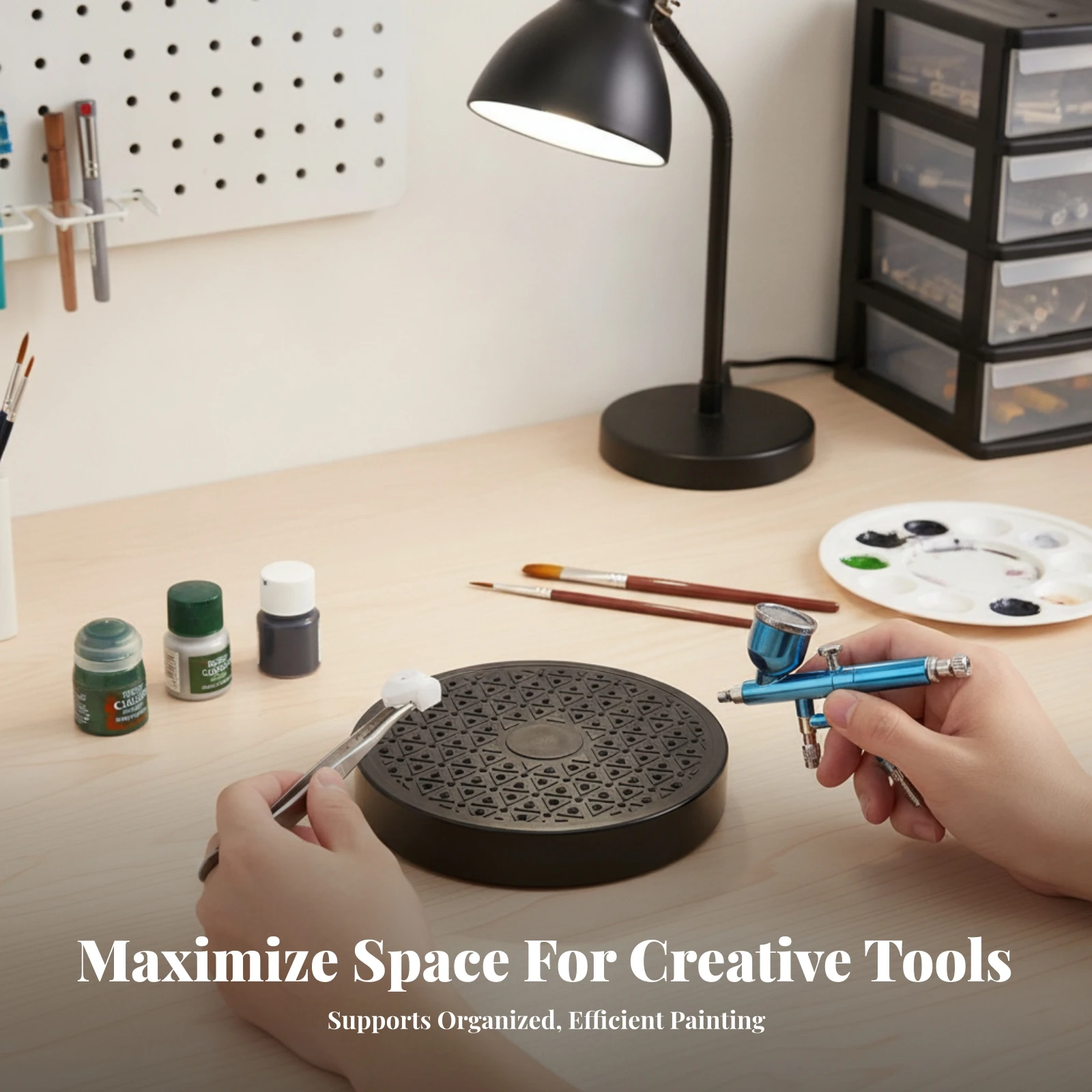 Model Painting Stand 360 Degree Rotation Rotating Turntable Rotating Display Stand Low-Height Turntable with Textured Surface