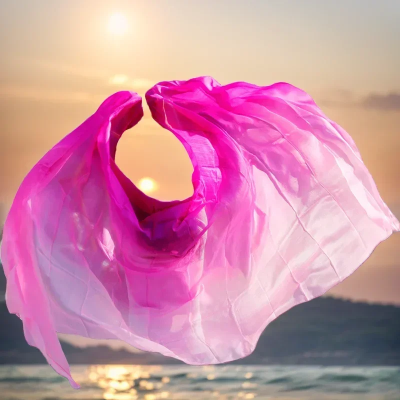 250*114cm Stage Performance Belly Dance Scarf Shawl Light Texture 100% Real Veils Rave Professional Women Belly Dance Silk Veil