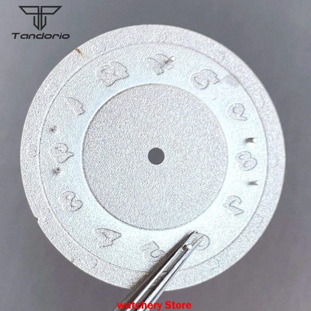 Tandorio 33.5mm Retro White/Pink Matte Arabic Numeral Watch Dial Face Hands Fit NH35 NH36 NH38 ETA2824 PT5000 Movt Vintage