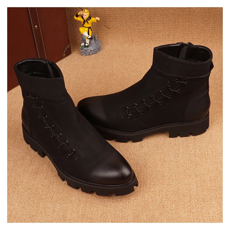 

Мужские модные оригинальные кожаные ботинки, черные модные дизайнерские туфли, ковбойские осенне-зимние ботинки, красивые ботильоны на платформе, botas hombre